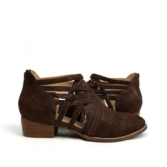 New Seychelles So Blue Copper Metallic Leather Ankle Bootie 8.5 - Picture 2 of 12